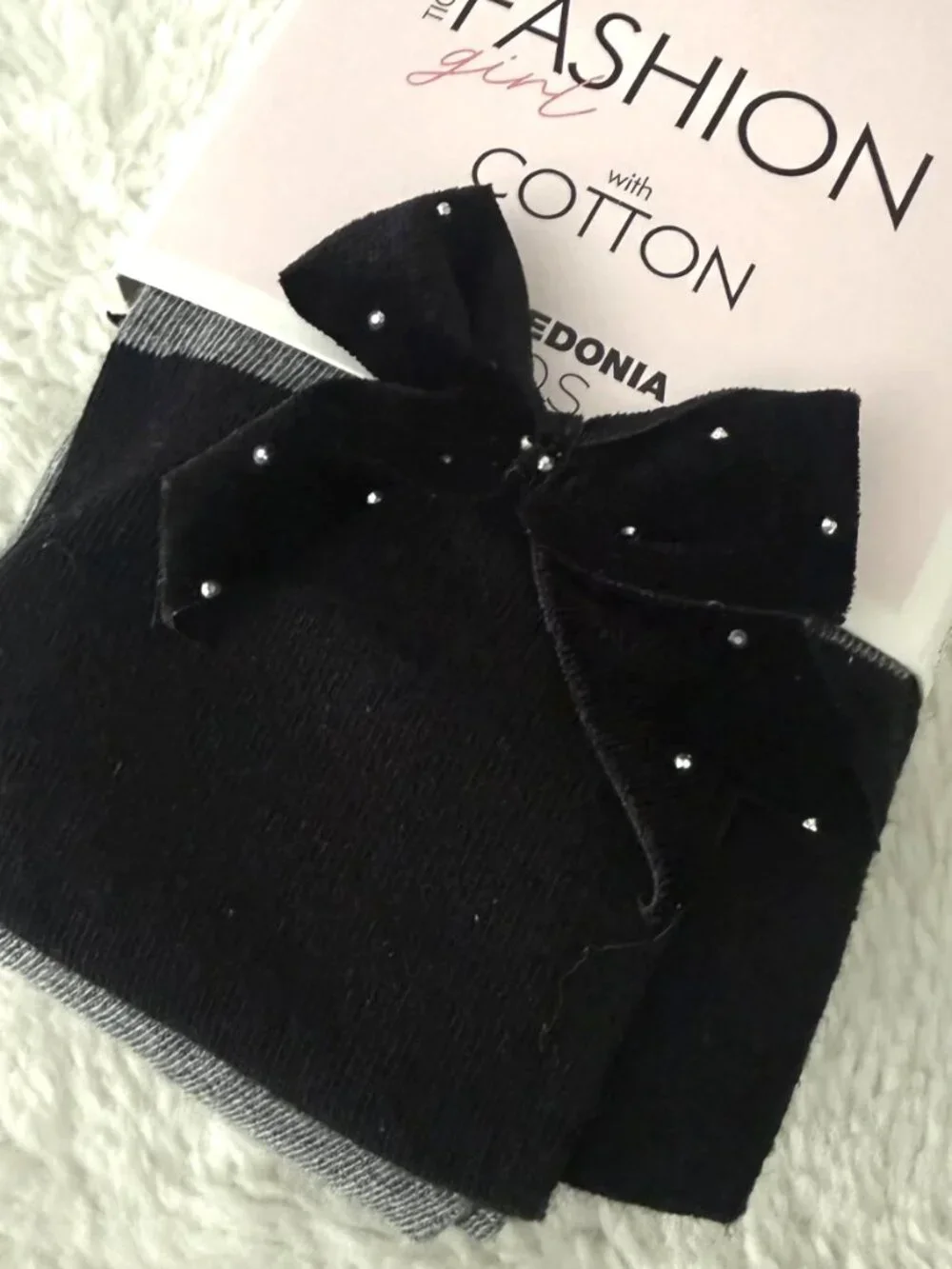 Calzedonia Kids Girls Gray Black Cotton Longuette Velvet Bow Tights 8-10 NWT